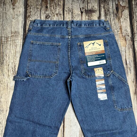 Blue Mountain Mens 34x32 Relaxed Fit Utility Denim Carpenter Pants NEW - Picture 7 of 7